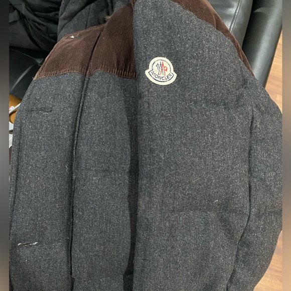 Moncler Moncler Gray wool and brown corduroy fur down. - Picture 14 of 16